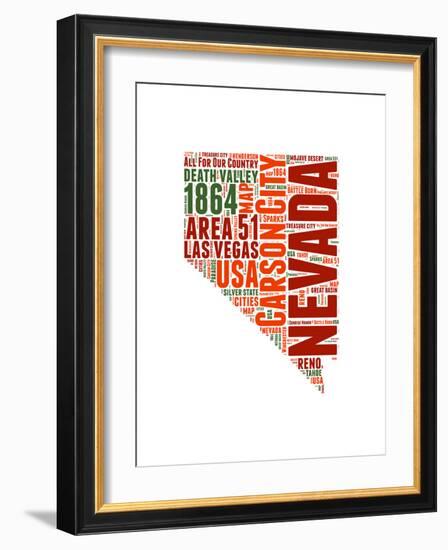 Nevada Word Cloud Map-NaxArt-Framed Art Print