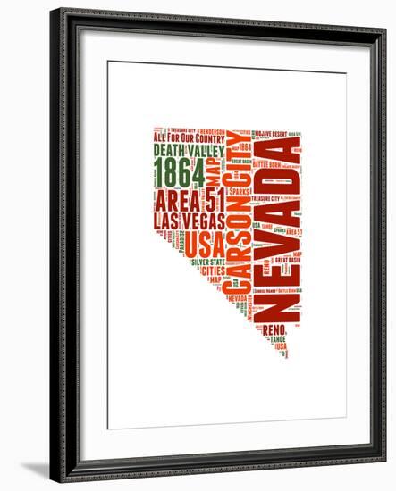 Nevada Word Cloud Map-NaxArt-Framed Art Print