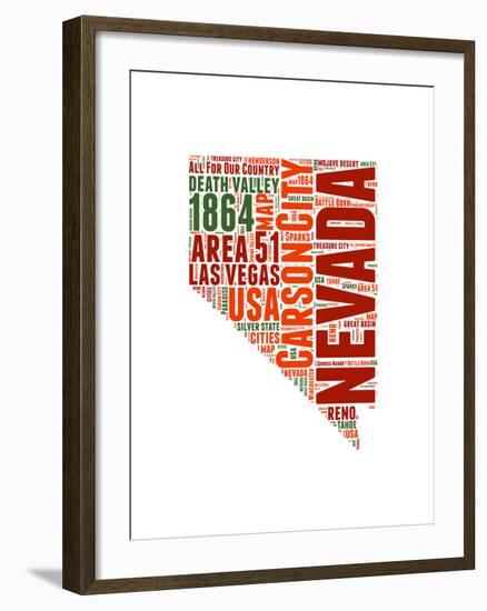 Nevada Word Cloud Map-NaxArt-Framed Art Print