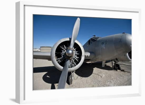 Nevada, Yerington, Twin Beech Display at Yerington Municipal Airport-Bernard Friel-Framed Photographic Print