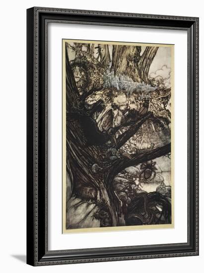 Never Harm, Nor Spell Nor Charm, Come Our Lovely Lady Nigh-Arthur Rackham-Framed Giclee Print