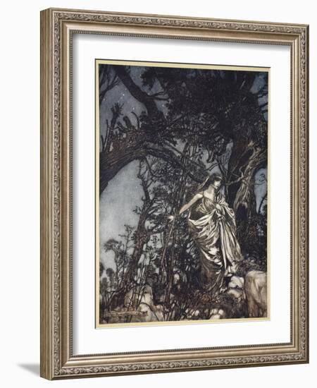 Never So Weary Never So in Woe, Illustration from 'Midsummer Nights Dream' by William Shakespeare-Arthur Rackham-Framed Giclee Print