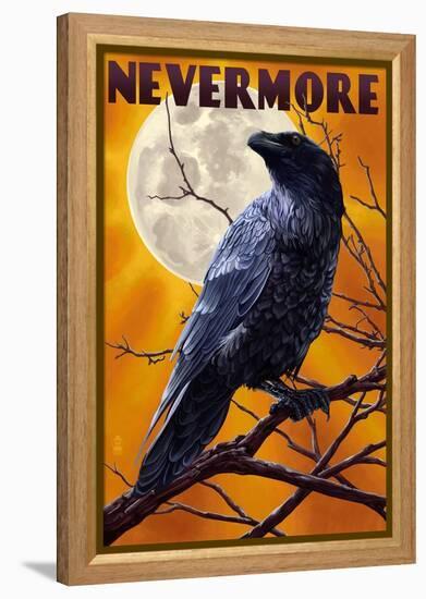 Nevermore - Raven and Moon-Lantern Press-Framed Stretched Canvas