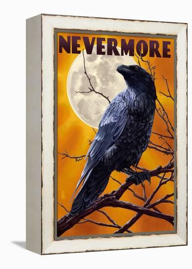 Nevermore - Raven and Moon-Lantern Press-Framed Stretched Canvas