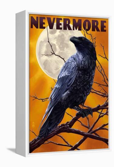 Nevermore - Raven and Moon-Lantern Press-Framed Stretched Canvas