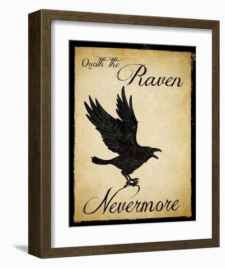 Nevermore - The Raven Literary Poster. Vintage Style Edgar Allan Poe Poster.-Jeanne Stevenson-Framed Art Print