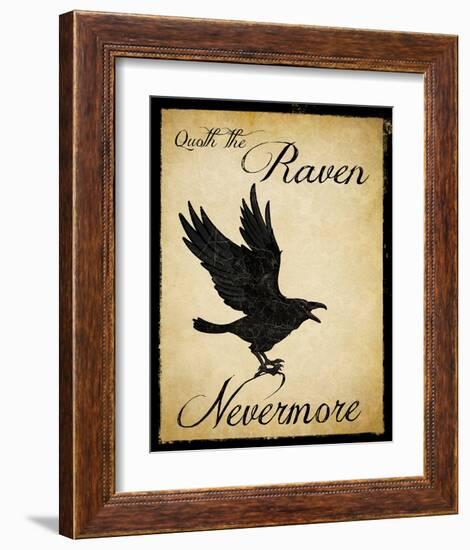 Nevermore - The Raven Literary Poster. Vintage Style Edgar Allan Poe Poster.-Jeanne Stevenson-Framed Art Print