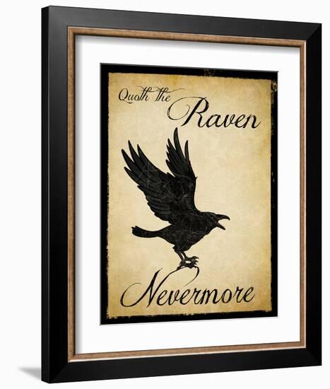 Nevermore - The Raven Literary Poster. Vintage Style Edgar Allan Poe Poster.-Jeanne Stevenson-Framed Art Print