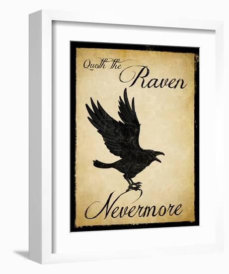 Nevermore - The Raven Literary Poster. Vintage Style Edgar Allan Poe Poster.-Jeanne Stevenson-Framed Art Print