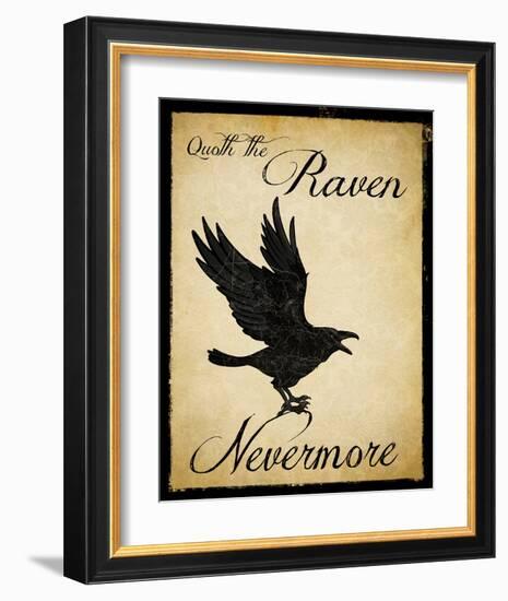 Nevermore - The Raven Literary Poster. Vintage Style Edgar Allan Poe Poster.-Jeanne Stevenson-Framed Art Print