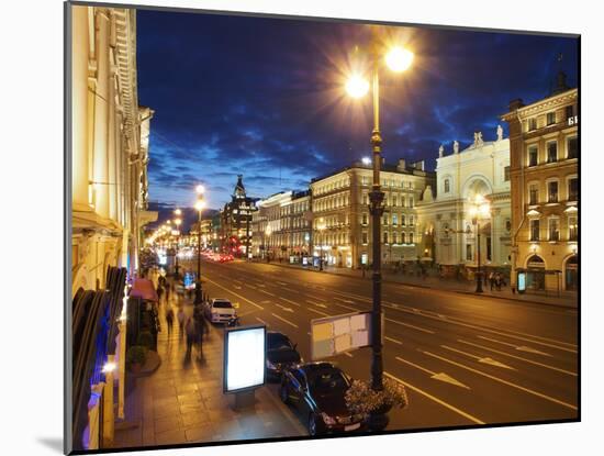 Nevsky Prospekt at Night, St. Petersurg, Russia, Europe-Vincenzo Lombardo-Mounted Photographic Print