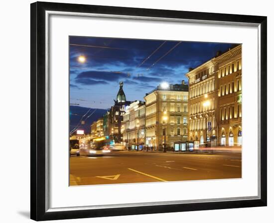 Nevsky Prospekt at Night, St. Petersurg, Russia, Europe-Vincenzo Lombardo-Framed Photographic Print