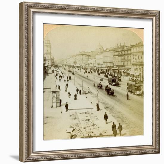 Nevsky Prospekt, the Principal Street of St Petersburg, Russia, 1897-Underwood & Underwood-Framed Giclee Print