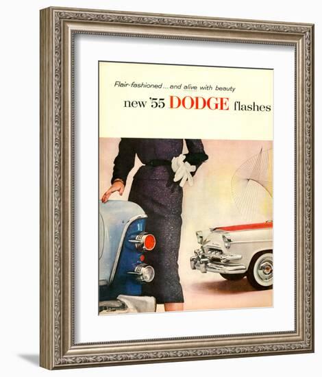 New '55 Dodge Flashes-null-Framed Art Print