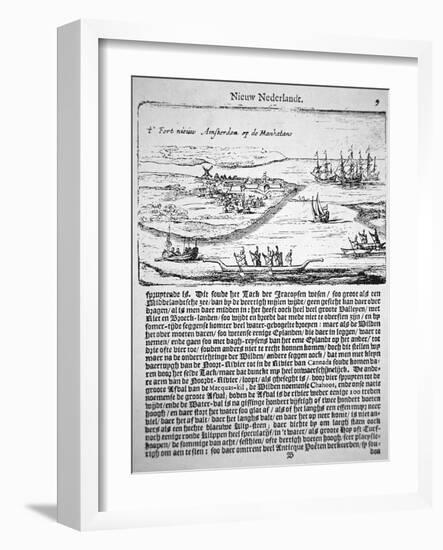 New Amsterdam in 1655, the Oldest known View of Fort Nieuw Amsterdam-Dutch-Framed Giclee Print