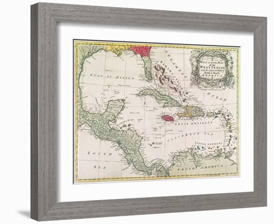 New and Accurate Map of the West Indies (Colour Litho)-American-Framed Giclee Print