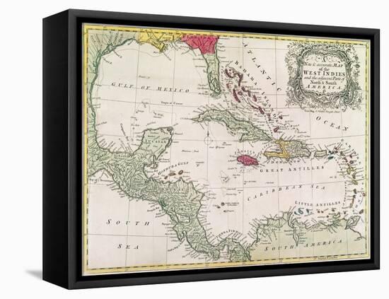 New and Accurate Map of the West Indies (Colour Litho)-American-Framed Premier Image Canvas