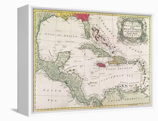 New and Accurate Map of the West Indies (Colour Litho)-American-Framed Premier Image Canvas