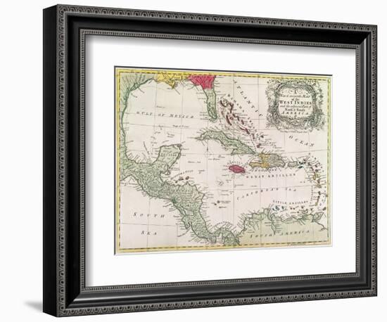 New and Accurate Map of the West Indies (Colour Litho)-American-Framed Giclee Print