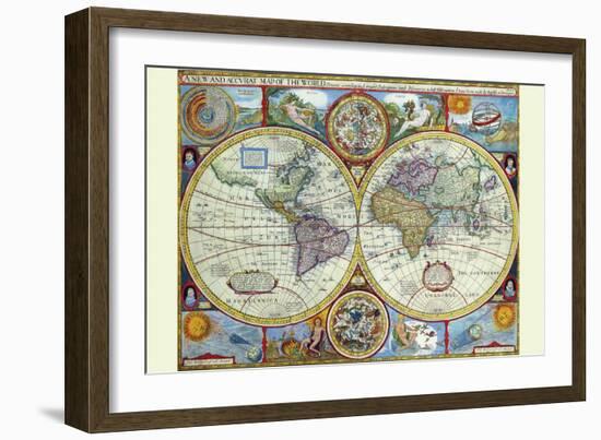 New and Accurate Map of the World; a Stereographic Projection-John Speed-Framed Art Print