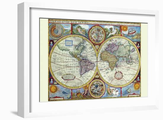 New and Accurate Map of the World; a Stereographic Projection-John Speed-Framed Art Print