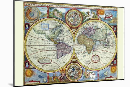 New and Accurate Map of the World; a Stereographic Projection-John Speed-Mounted Art Print