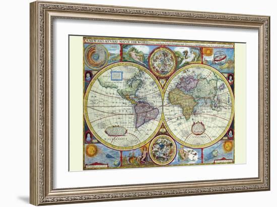 New and Accurate Map of the World; a Stereographic Projection-John Speed-Framed Art Print