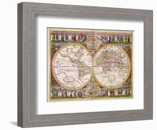 New and Accurate Map of the World Drawn According to the Best and Late Discoveries of 1670-null-Framed Photographic Print