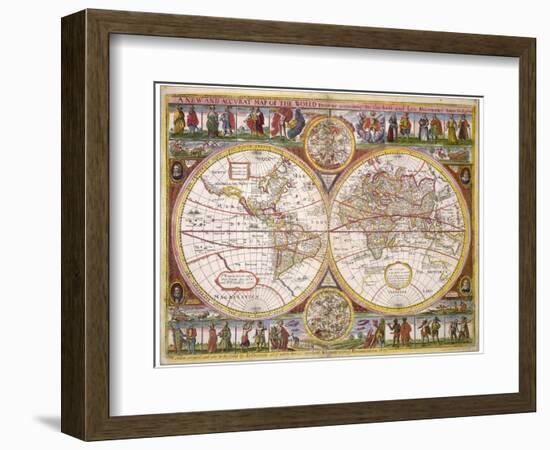 New and Accurate Map of the World Drawn According to the Best and Late Discoveries of 1670-null-Framed Photographic Print