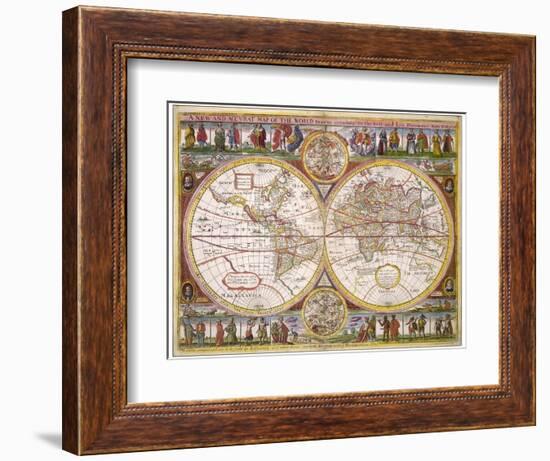 New and Accurate Map of the World Drawn According to the Best and Late Discoveries of 1670-null-Framed Photographic Print