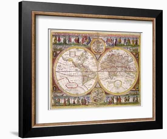 New and Accurate Map of the World Drawn According to the Best and Late Discoveries of 1670-null-Framed Photographic Print