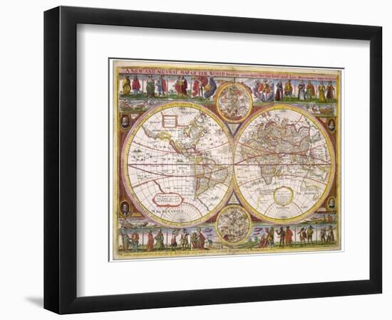 New and Accurate Map of the World Drawn According to the Best and Late Discoveries of 1670-null-Framed Photographic Print