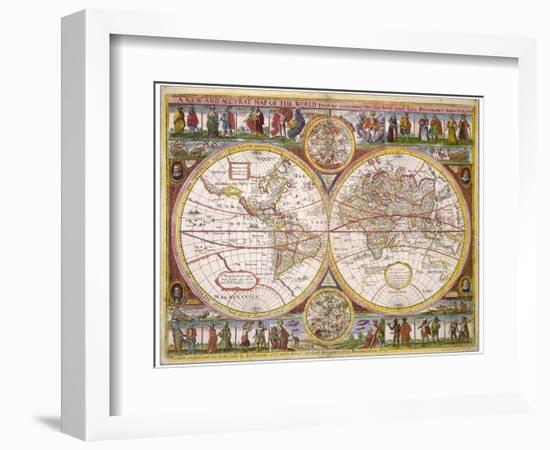 New and Accurate Map of the World Drawn According to the Best and Late Discoveries of 1670-null-Framed Photographic Print