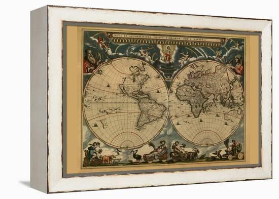 New and Accurate Map of the World-Joan Blaeu-Framed Stretched Canvas