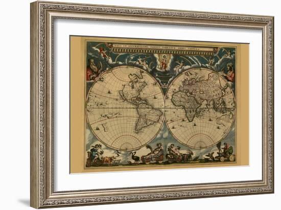 New and Accurate Map of the World-Joan Blaeu-Framed Art Print