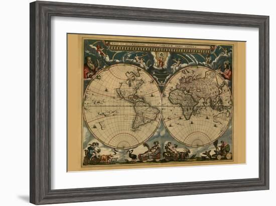 New and Accurate Map of the World-Joan Blaeu-Framed Art Print