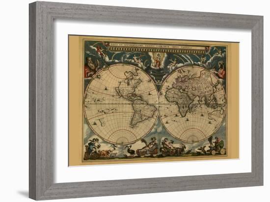 New and Accurate Map of the World-Joan Blaeu-Framed Art Print