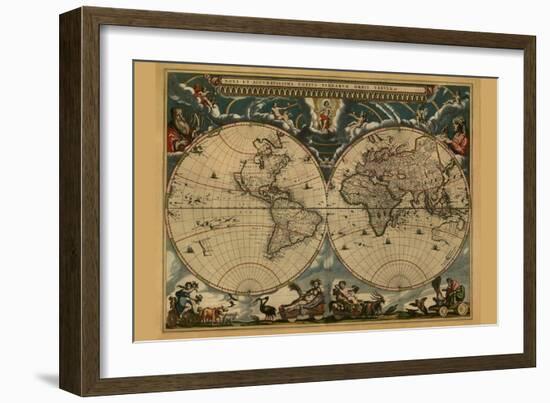 New and Accurate Map of the World-Joan Blaeu-Framed Art Print