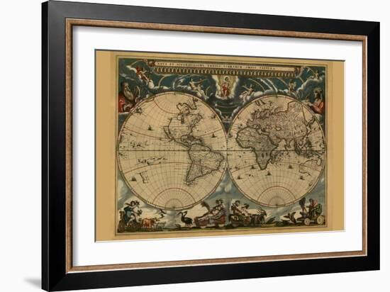 New and Accurate Map of the World-Joan Blaeu-Framed Art Print