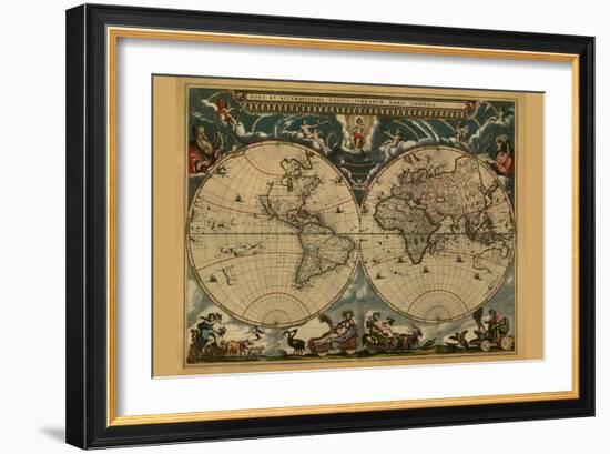 New and Accurate Map of the World-Joan Blaeu-Framed Art Print