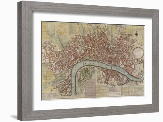 New and Exact Plan of the Cities of London and Westminster and the Borough of Southwark, 1725-null-Framed Giclee Print