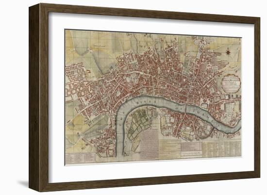 New and Exact Plan of the Cities of London and Westminster and the Borough of Southwark, 1725-null-Framed Giclee Print