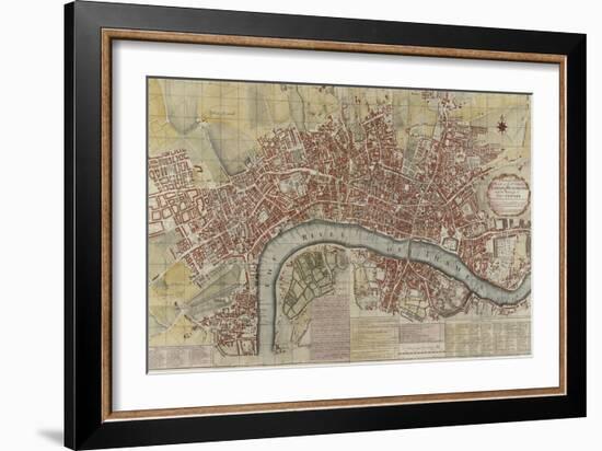 New and Exact Plan of the Cities of London and Westminster and the Borough of Southwark, 1725-null-Framed Giclee Print