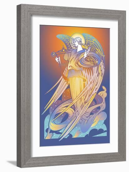 New Angel with Harp-David Chestnutt-Framed Giclee Print