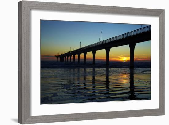 New Brighton Pier at Dawn, Christchurch, South Island, New Zealand.-David Wall-Framed Photographic Print