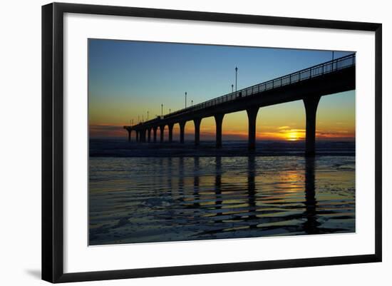 New Brighton Pier at Dawn, Christchurch, South Island, New Zealand.-David Wall-Framed Photographic Print