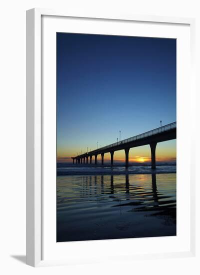 New Brighton Pier at Dawn, Christchurch, South Island, New Zealand.-David Wall-Framed Photographic Print