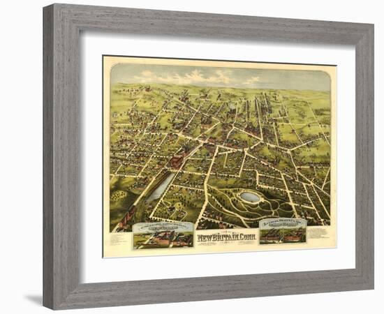 New Britain, Connecticut - Panoramic Map-Lantern Press-Framed Art Print