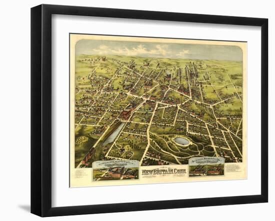 New Britain, Connecticut - Panoramic Map-Lantern Press-Framed Art Print