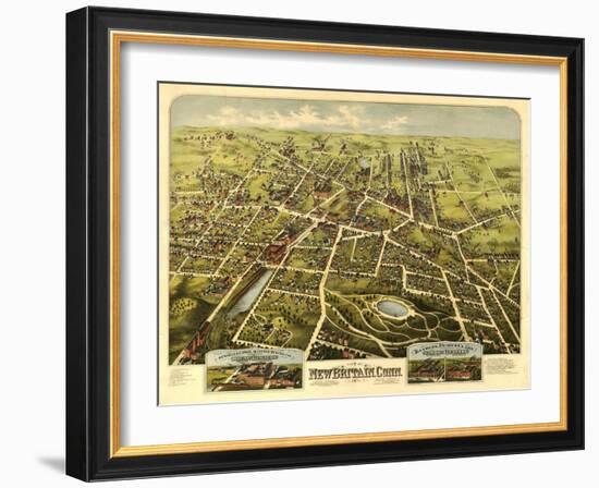 New Britain, Connecticut - Panoramic Map-Lantern Press-Framed Art Print